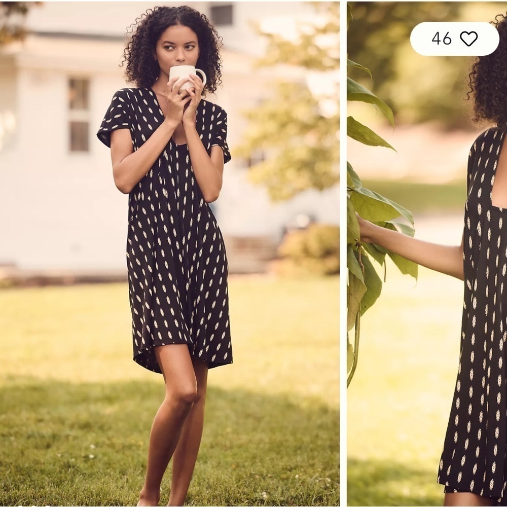 By Anthropologie Short-Sleeve Knit Pajama Dress sz M #F